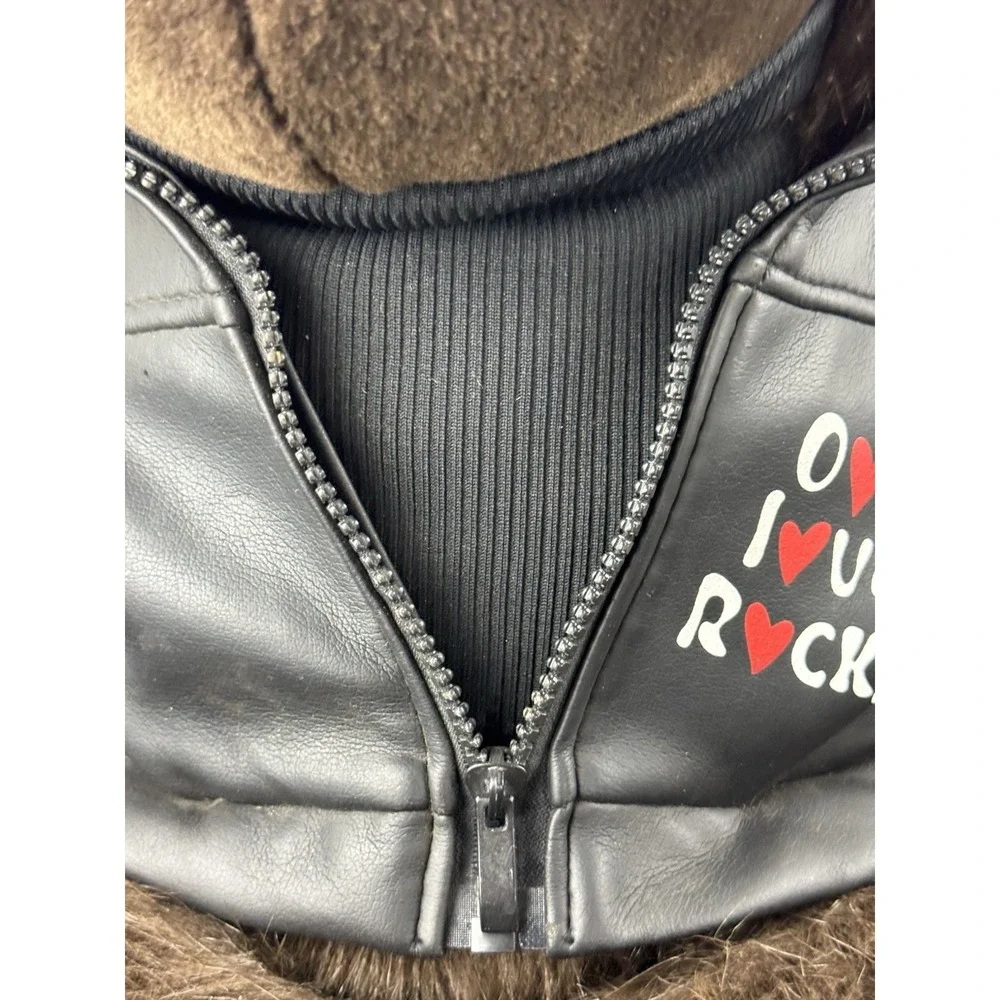 Dan Dee Collectors‎ Choice Gorilla Plush Our Love Rocks Faux Leather Jacket EUC
